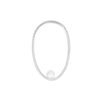 Sterling Silver with Crystal Diamond Pearl Earrings