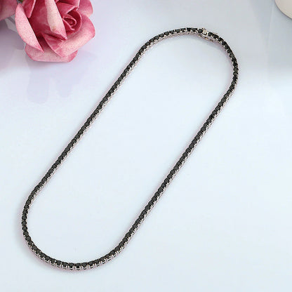 16-24 Inch (41-60 Cm) Real 925 Sterling Silver Tennis Chain Necklace Pave 3 Mm