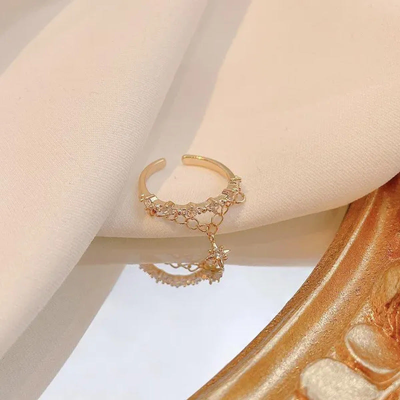 Elegant Pearl Rhinestone Open Statement ,Double Layer Crystal Rhinestone ,Adjust