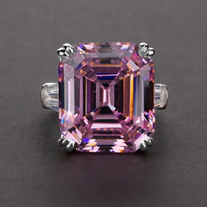 Luxury 100% 925 Sterling Silver Created Pink White Sapphire Square Cut Diamond W