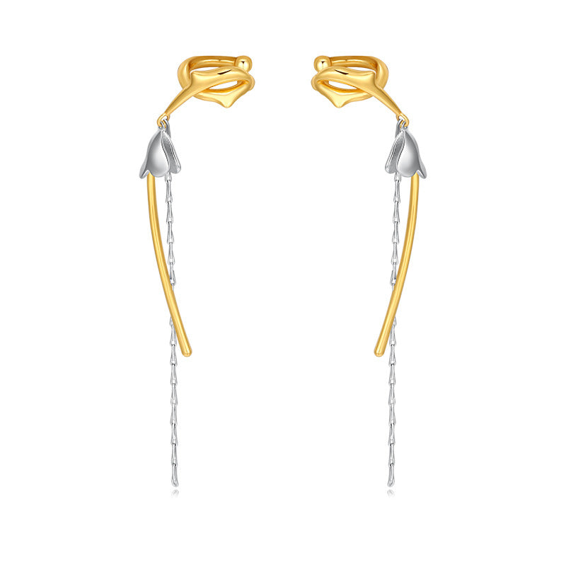 Tassel Women'S Niche Light Luxury Retro Flower Earrings