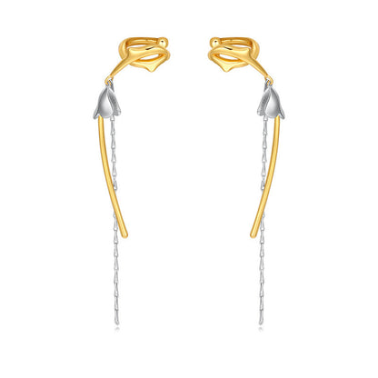 Tassel Women'S Niche Light Luxury Retro Flower Earrings