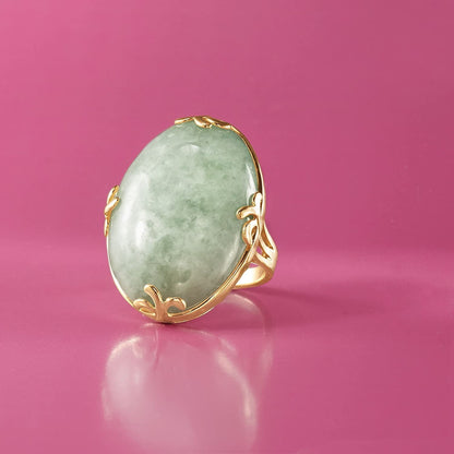 Jade Ring in 18Kt Gold over Sterling