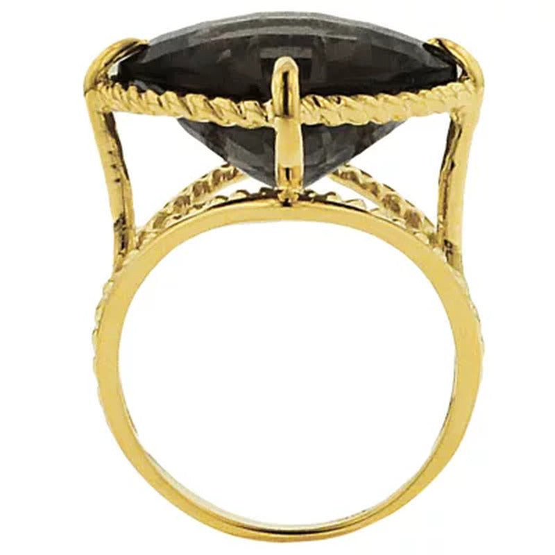 12.0 CT. Smoky Quartz Ring in 14K Yellow Gold