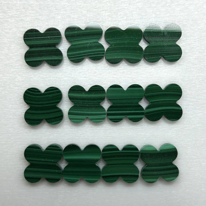 Four Leaf Clover Stone 13X13X2Mm Natural Green Malachite for VC Necklace Making