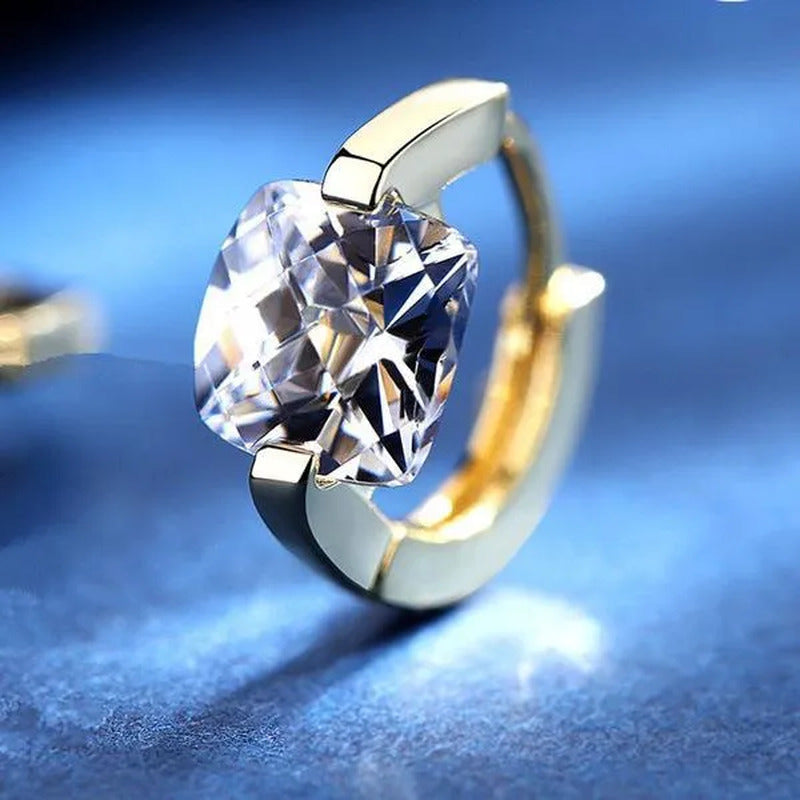 Exquisite Gold Plated Square Cubic Zirconia Earrings for Women Hoop Earrings Jew