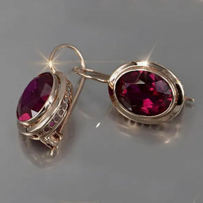 Earrings for Women Gold Ruby White Diamond Drop Lady Girls Engagement Wedding Br
