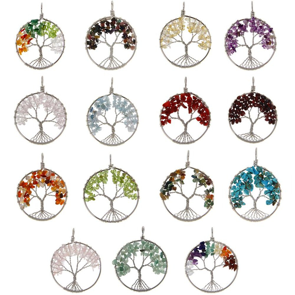 Tree of Fashion Gemstone Pendant Fit Necklace - Rainbow Color