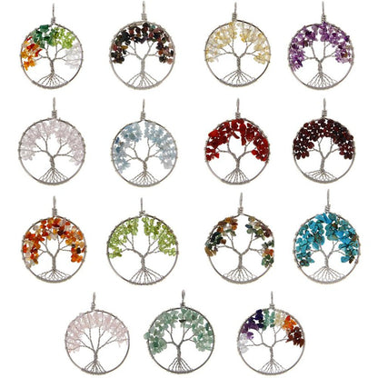 Tree of Fashion Gemstone Pendant Fit Necklace - Rainbow Color