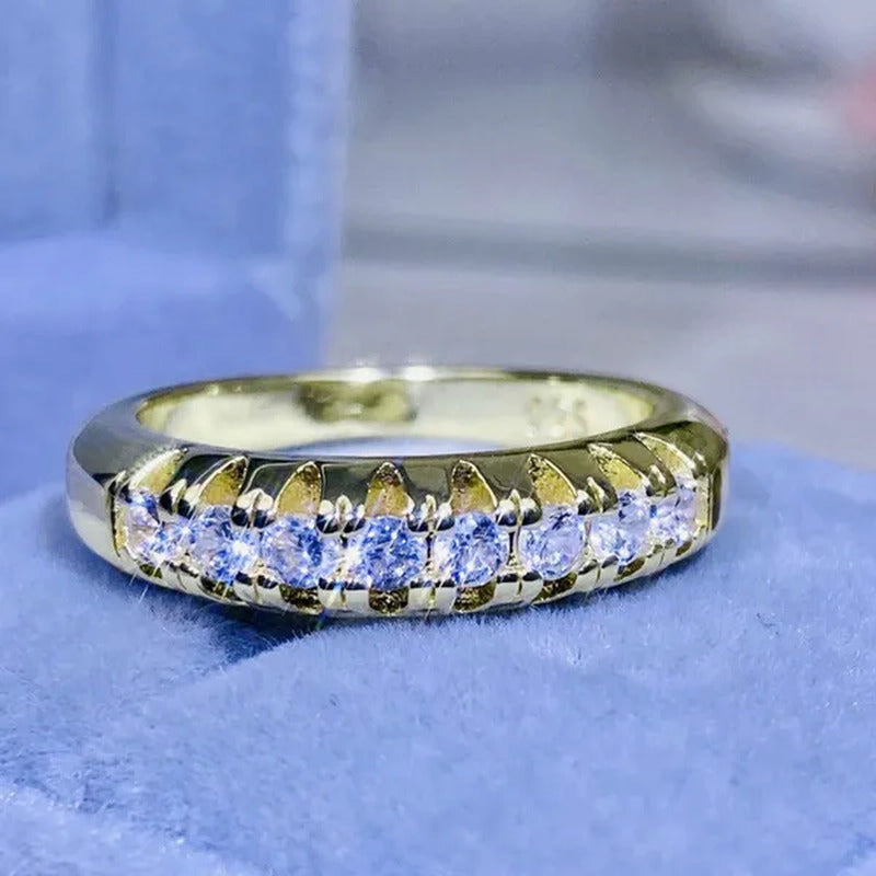Luxury Silver /18K Gold Ring 925 Sterling Silver Womens Ring White Sapphire Wedd