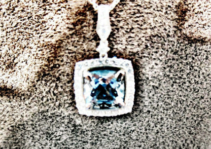 AQUAMARINE CUSHION SHAPE DIAMOND ROUND BR SHAPE PENDANT AQUAMARINE PENDANT