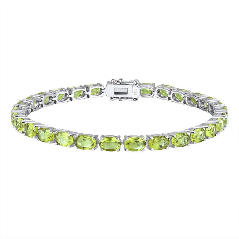 Pure 925 Sterling Silver Women'S Hand Bracelets Wholesale Natural Topaz Peridot