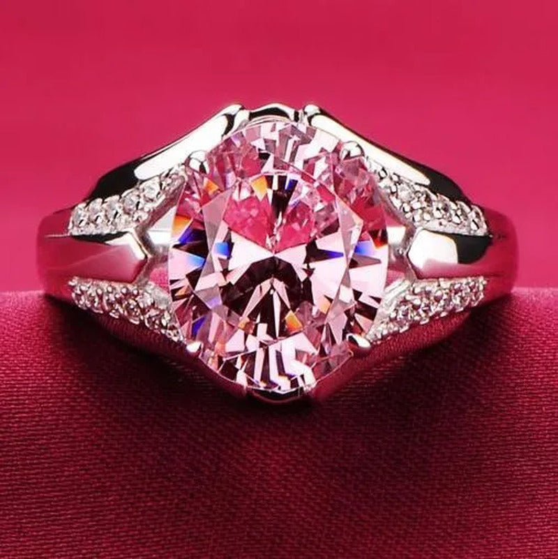 Rings Women Pretty 925 Sterling Silver Pink Sapphire & Gemstone Ring Size 6 7 8