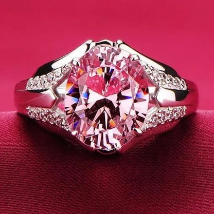 Rings Women Pretty 925 Sterling Silver Pink Sapphire & Gemstone Ring Size 6 7 8