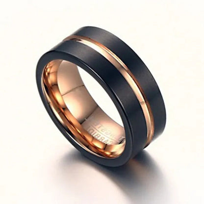 Mens Jewelry Black Rose Gold Elegant Brushed Tungsten Carbide Steel Classics Rin