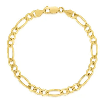 Solid Figaro Link Bracelet 8", 4.5Mm in 14K Yellow Gold