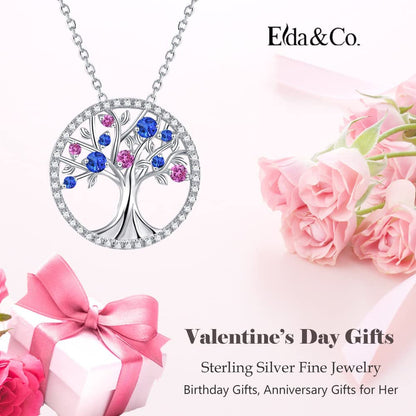 Tree of Life Necklace January February March Birthstone Garnet Amethyst Aquamari