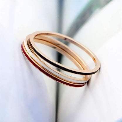 Women'S Stainless Steel 1MM Thin Midi Stacking Ring Enamel Plain Rose Gold Weddi