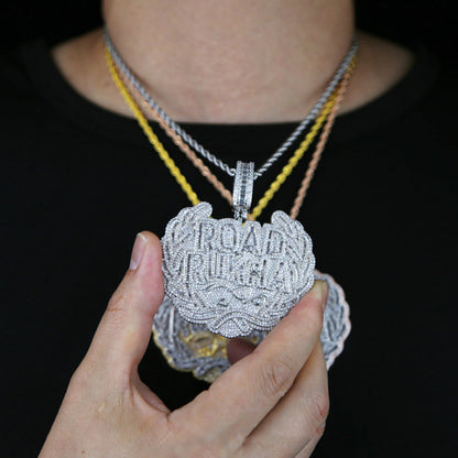 Large Size Letter Road Runna Pendant Full of Diamonds