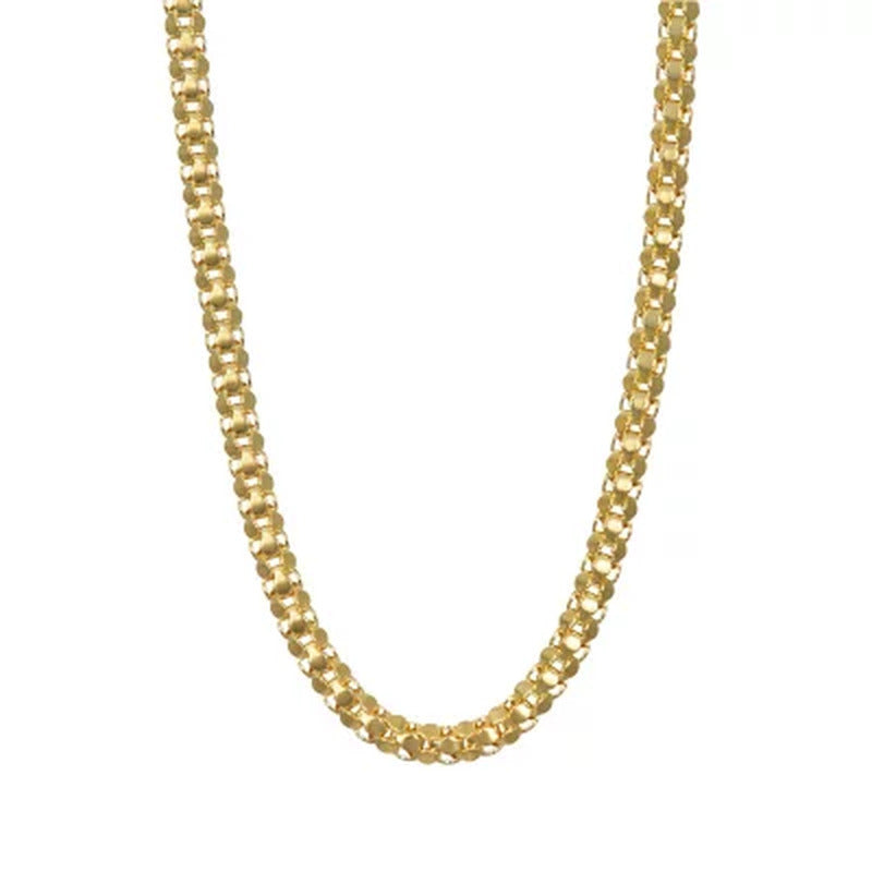 14K Yellow Gold Mirror Cut Popcorn Chain
