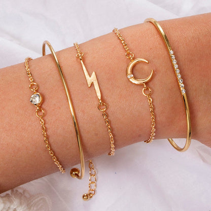 Five-Piece Full Fashionable Moon Personality Bracelets