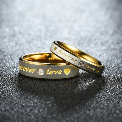 Stainless Steel Couple Forever Love Gold Titanium Couple Rings Jewlery Charm Dia