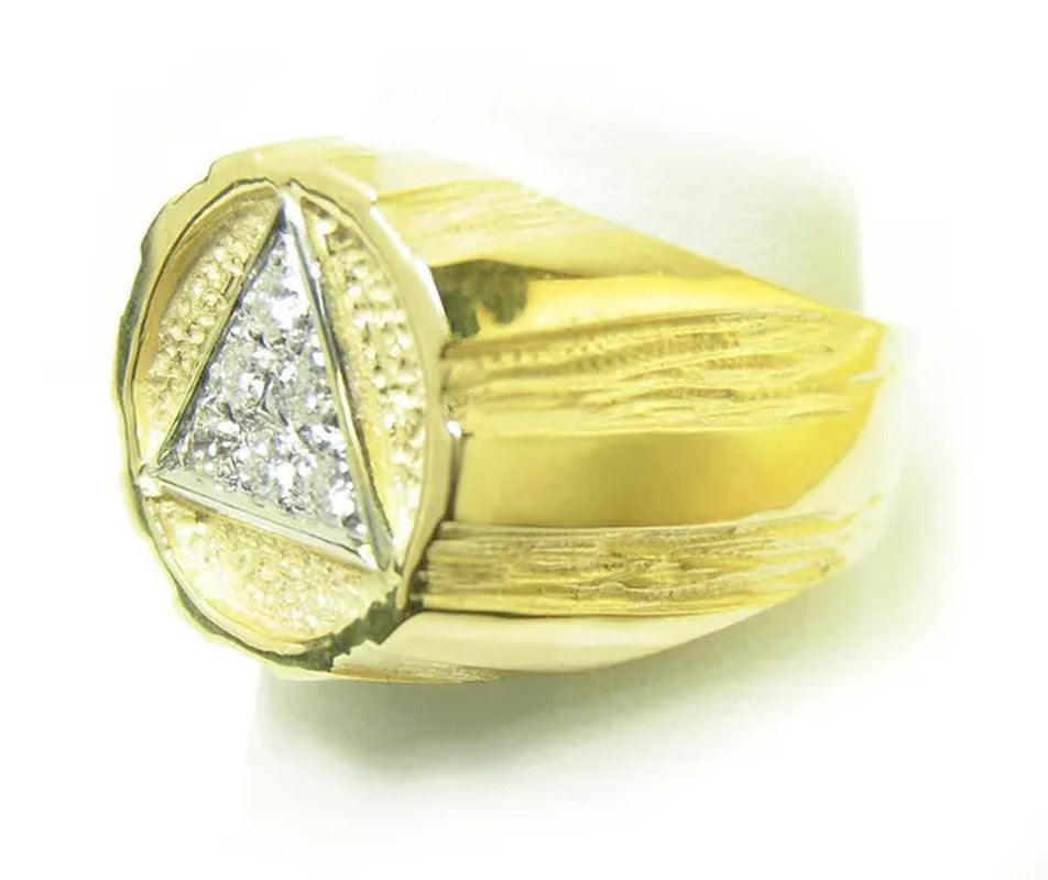 Style #607-8, 14K Gold, AA Symbol Mens Signet Style Ring with 6-25Pt. Diamonds i