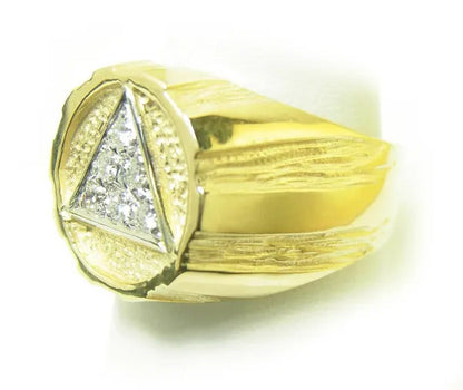 Style #607-8, 14K Gold, AA Symbol Mens Signet Style Ring with 6-25Pt. Diamonds i
