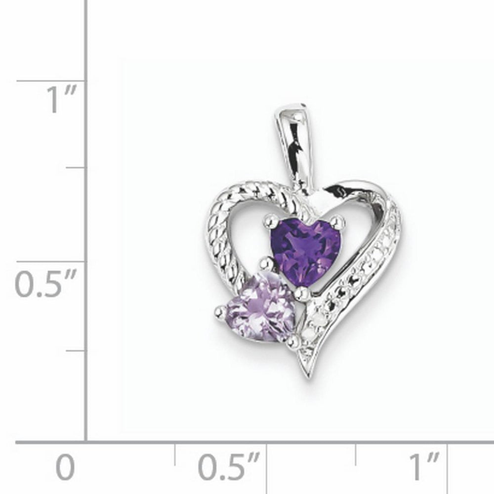 925 Sterling Silver Textured Polished Prong Set Open Back Amethyst Pink Quartz a