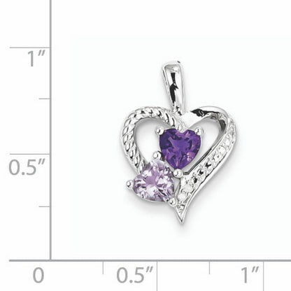 925 Sterling Silver Textured Polished Prong Set Open Back Amethyst Pink Quartz a