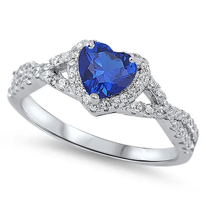 Sterling Silver .925 Women'S Diamond Cubic Zirconia CZ Infinity Heart Halo Band