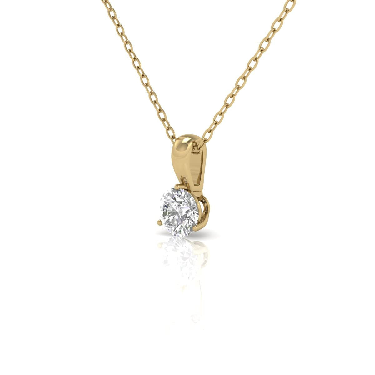 Round Diamond Three Prong Solitaire Pendant in 14K Gold Pendant (J-K Color I2-I3