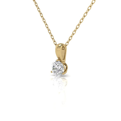Round Diamond Three Prong Solitaire Pendant in 14K Gold Pendant (J-K Color I2-I3