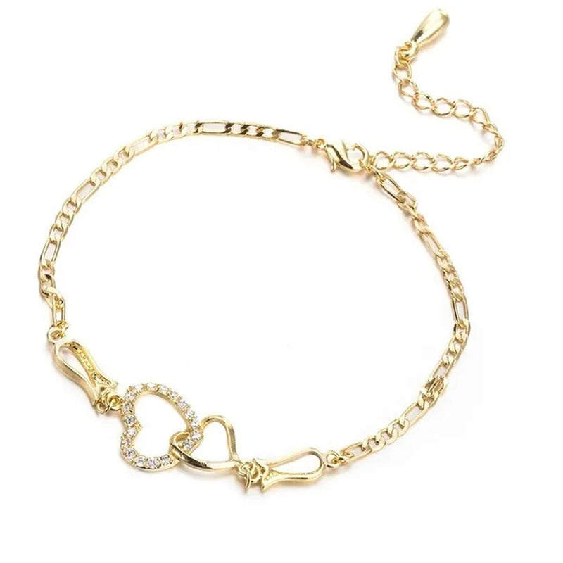 New Fashion Double Love Anklet Female Anklet Rosegold Gold Silver Bracelet for W