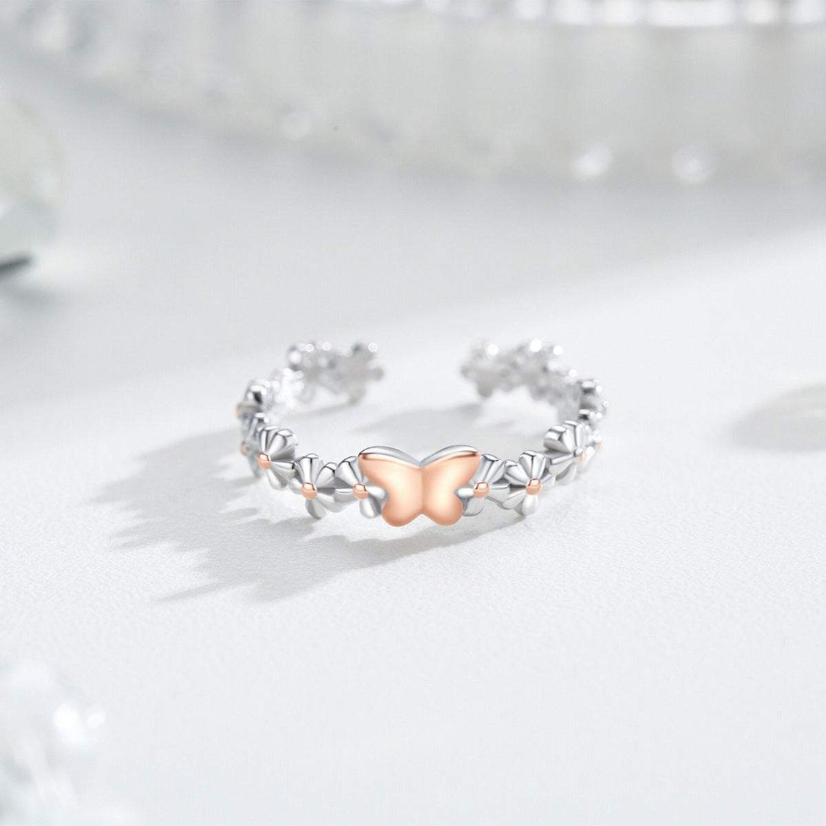 Daisy Ring 925 Sterling Silver Adjustable Daisy Ring for Women Daisy Flower Open
