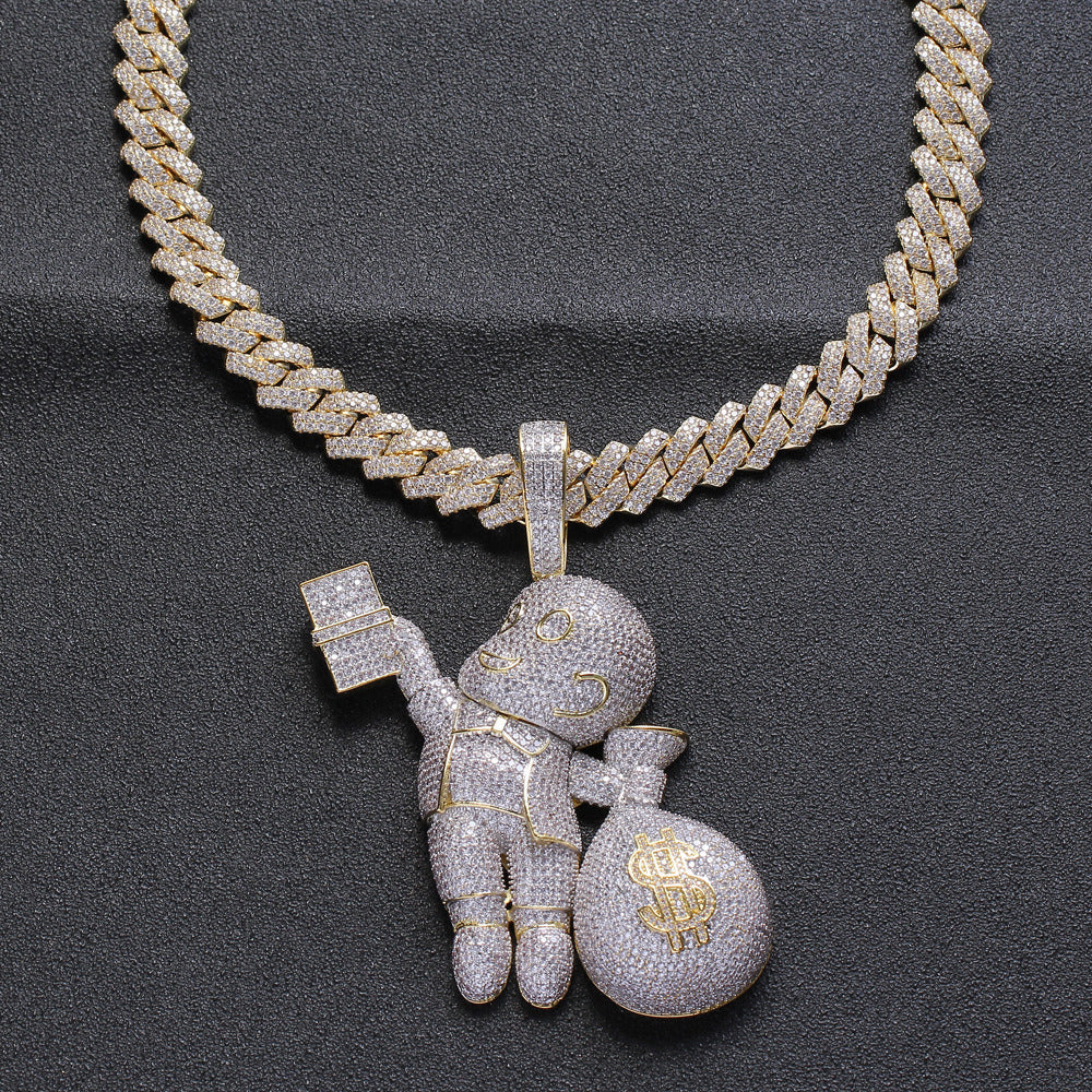 Two-Color White Zirconium Necklace Bald Hand-Held USD