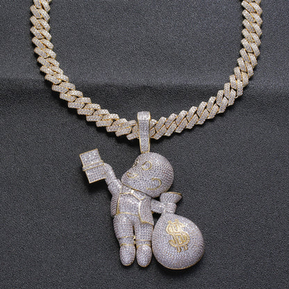 Two-Color White Zirconium Necklace Bald Hand-Held USD