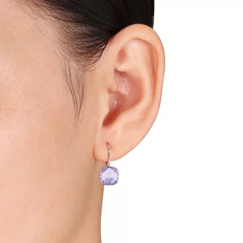 Rose De France Dangle Leverback Earrings in 14K Rose Gold