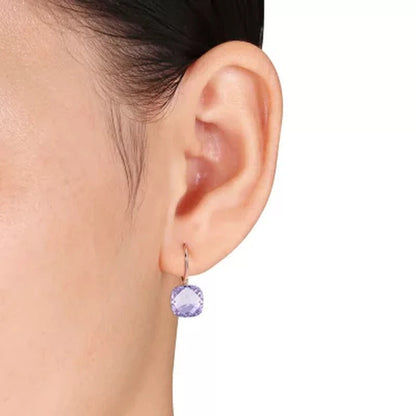 Rose De France Dangle Leverback Earrings in 14K Rose Gold