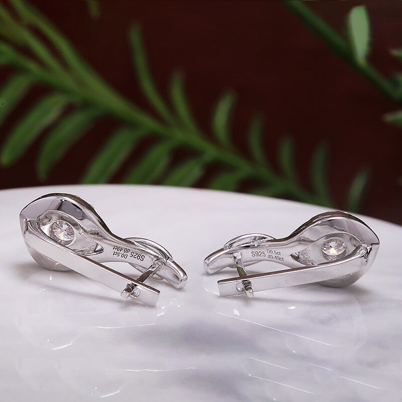 D Color VVS1 round Excellent Cut 1.0CTW 5.0MM Moissanite Hoop Earring 18K White