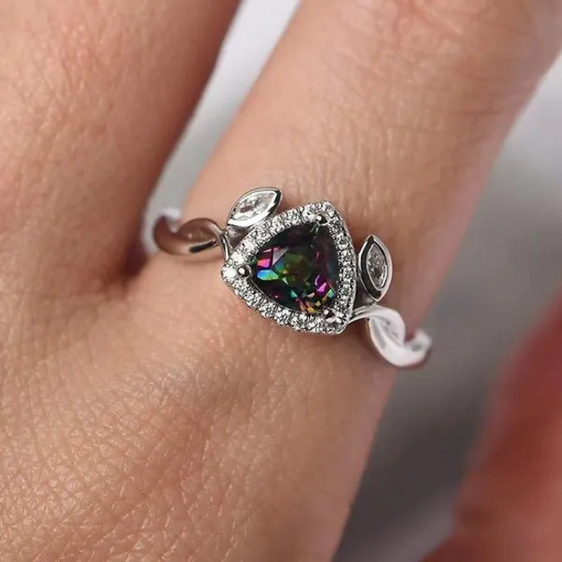 Fashion 925 Silver Triangle Cut Topaz Diamond Rings for Women Bridal Romantic En