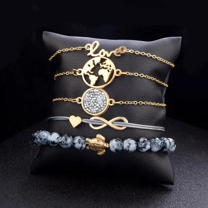 Fashion 5 Pieces / Set of Women'S Love Turtles Braided Rope Bracelet Jewelry Gif