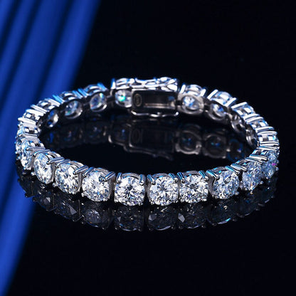18K White Gold Plated 3EX 1CT 6.5MM Real Moissanite Tennis Bracelet for Women