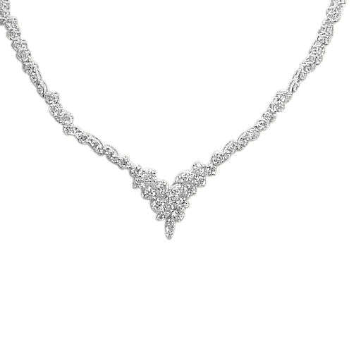 DIAMOND ROUND BRILLIANT SHAPE PRONG SET NECKLACE WHITE GOLD 10.85CT TOTAL WEIGHT