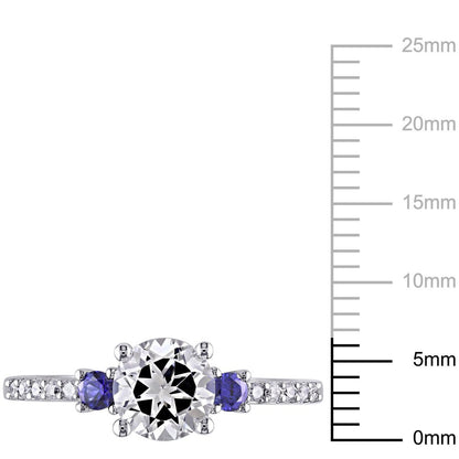 Miabella Women'S 1-3/5 Carat T.G.W. Created White Sapphire and Created Blue Sapp