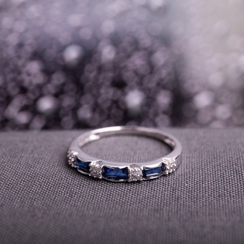 Miabella Women'S 1/2 Carat T.G.W. Baguette-Cut Sapphire and Diamond Accent 10Kt