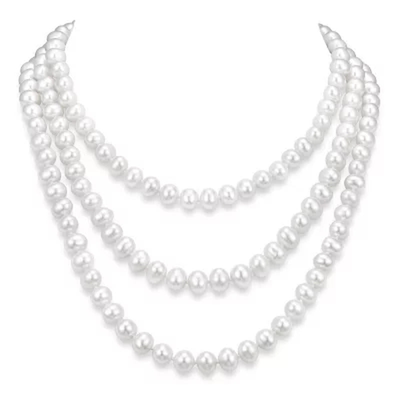 9-10 Mm White Cultured Freshwater Pearl 64" Endless Necklace
