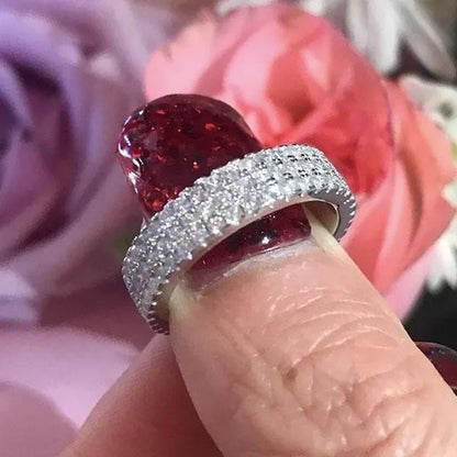 YOHAPP Exquisite Fashion Silver Ring Natural White Sapphire Charming Diamond Inf