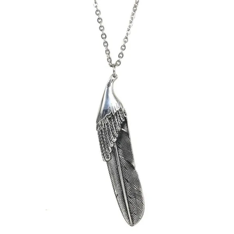 Jewelry Creative Ruby Feather Pendant Stainless Steel Necklace Ins Titanium St