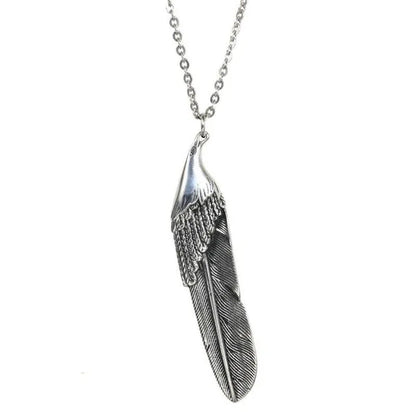 Jewelry Creative Ruby Feather Pendant Stainless Steel Necklace Ins Titanium St